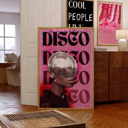 disco poster, 70s wall art, pink wall art, trippy print, black woman poster, vintage poster, psychedelic art, retro prin