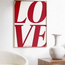 love poster, 70s wall print, red wall art, vintage poster, love art, trendy wall print, psychedelic wall art, retro prin