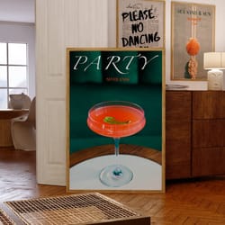 martini poster, 70s wall print, green wall art, kitchen wall decor, party house poster, psychedelic wall art, retro prin