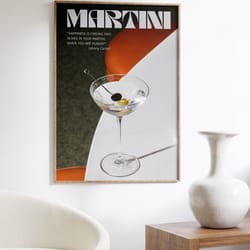 martini poster, 70s wall print, orange wall art, kitchen wall decor, summer house poster, psychedelic wall art, retro pr