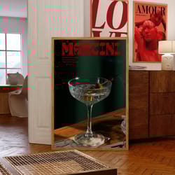 martini poster, 70s wall print, red wall art, kitchen wall decor, summer house poster, psychedelic wall art, retro print