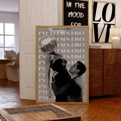 party poster, 70s wall art, black wall art, disco ball print, love poster, vintage poster, aesthetic poster, retro poste