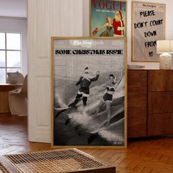 santa claus poster, 70s wall art, black wall art, christmas poster, psychedelic poster, vintage poster, trendy retro pos