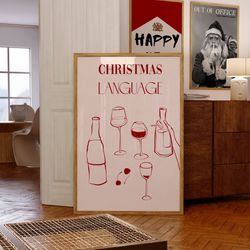 wine poster, 70s poster, red wall art, kitchen wall art, christmas poster, vintage poster, psychedelic art, trendy retro