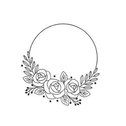 Floral Frame Embroidery Design, 6 sizes, Instant Download