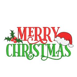 Merry Christmas Embroidery Design,  3 sizes, Instant Download