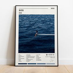 sza sos album cover poster, sza sos poster print, digital download, sza poster, music gift album cover autograf and trac