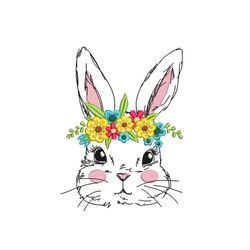 floral easter bunny embroidery design, 4 sizes, instant download