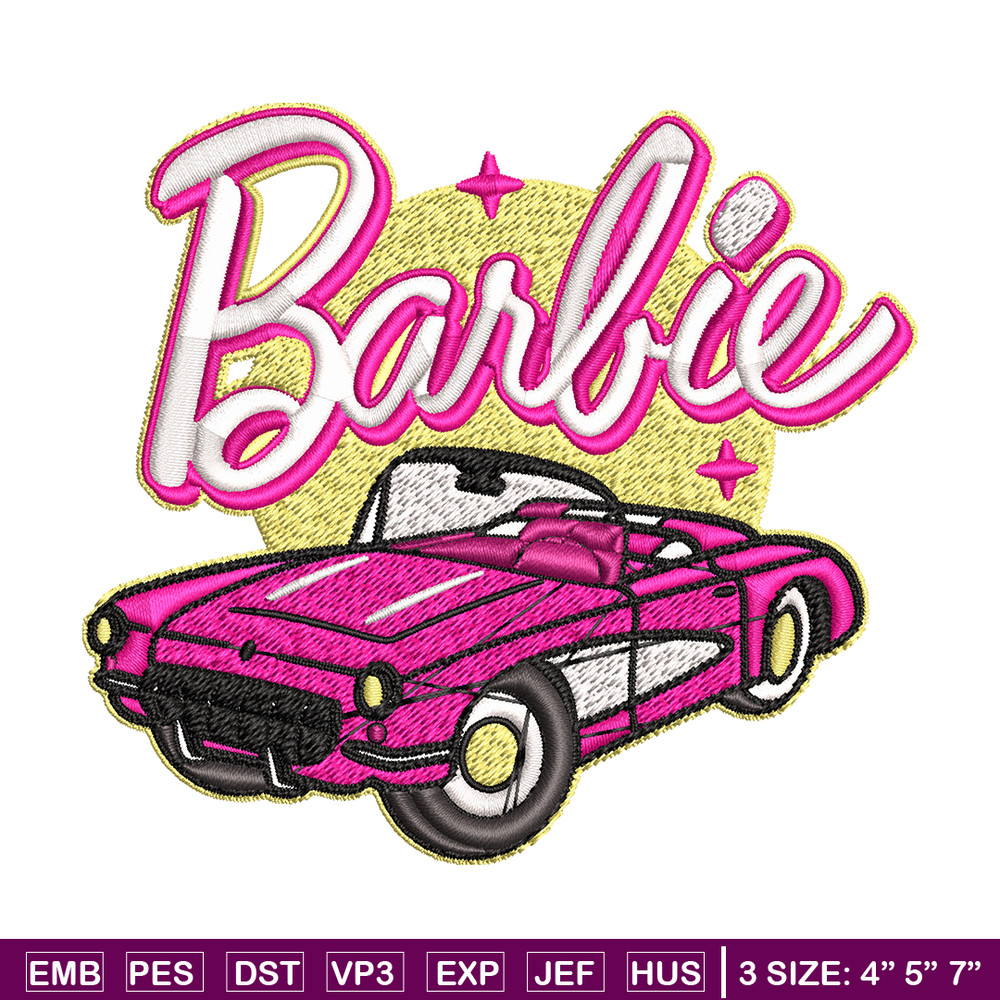 Barbie Girl Pink Car Embroidery, Barbie Girl Pink Car Embroidery, logo design, Embroidery File, Digital download..jpg