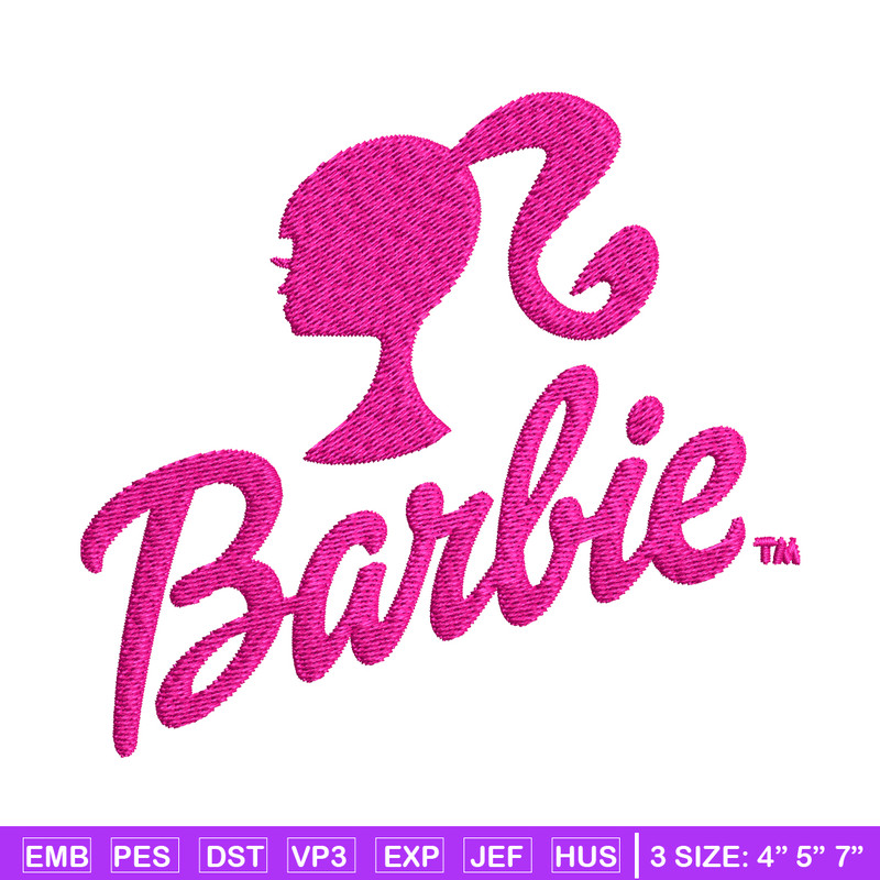 Barbie logo and her Embroidery, Barbie logo and her Embroidery, logo design, Embroidery File, Digital download..jpg