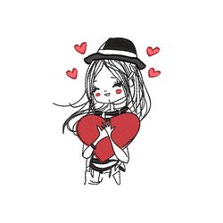 girl with a heart embroidery design, valentine's day embroidery file, 4 sizes, instant download