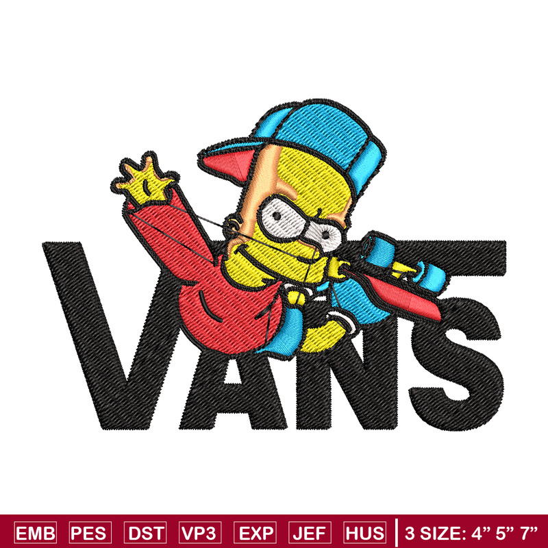 Bart Simpson Vans Embroidery design, Simpson Embroidery, cartoon design, Embroidery File, Digital download..jpg