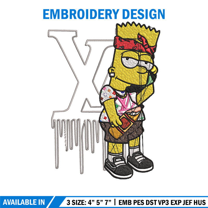 Bart simpson lv Embroidery Design, Lv Embroidery, Embroidery File, Simpson Embroidery, Logo shirt, Digital download.jpg
