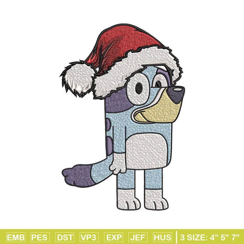 Bandit chrismas hat Embroidery Design, Bluey Embroidery, Embroidery File, Brand Embroidery, Logo shirt, Digital download.jpg