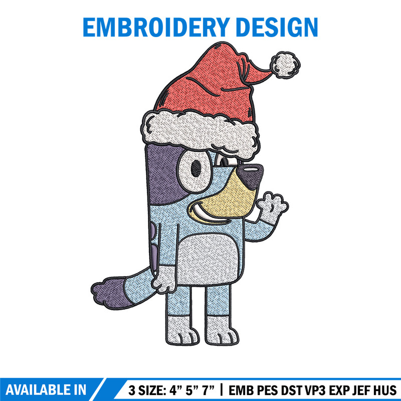 Bluey hat chrismas Embroidery Design, Bluey Embroidery, Embroidery File, Brand Embroidery, Logo shirt, Digital download.jpg