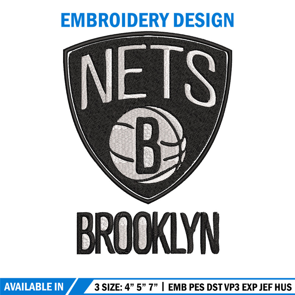 Brooklyn Nets Embroidery Design, Logo Embroidery, NBA Embroidery, Embroidery File, Logo shirt, Digital download.jpg