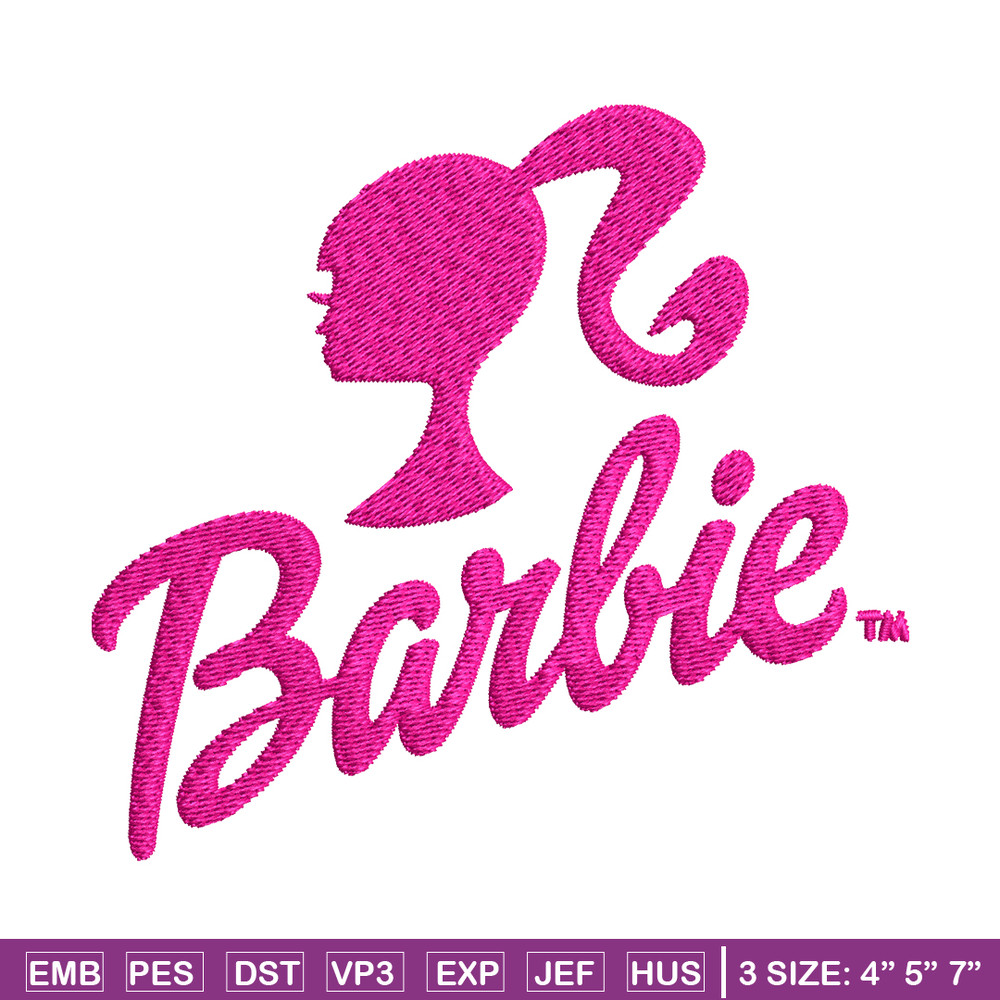 Barbie logo and her Embroidery, Barbie logo and her Embroidery, logo design, Embroidery File, Digital download..jpg