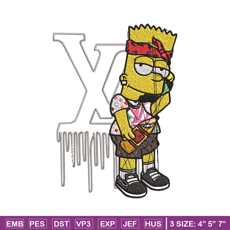 Bart simpson lv Embroidery Design, Lv Embroidery, Embroidery File, Simpson Embroidery, Logo shirt, Digital download.jpg