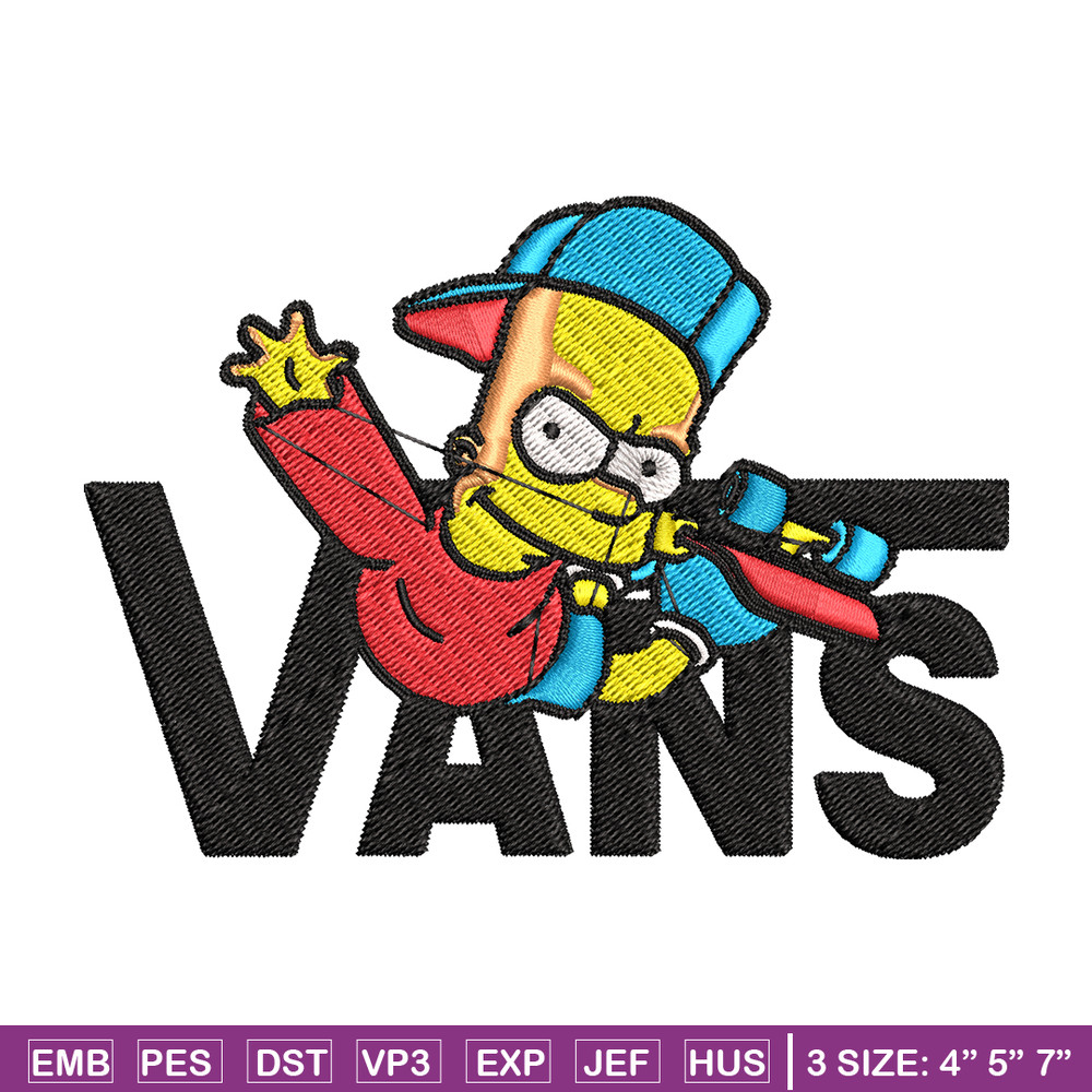 Bart Simpson Vans Embroidery design, Simpson Embroidery, cartoon design, Embroidery File, Digital download..jpg