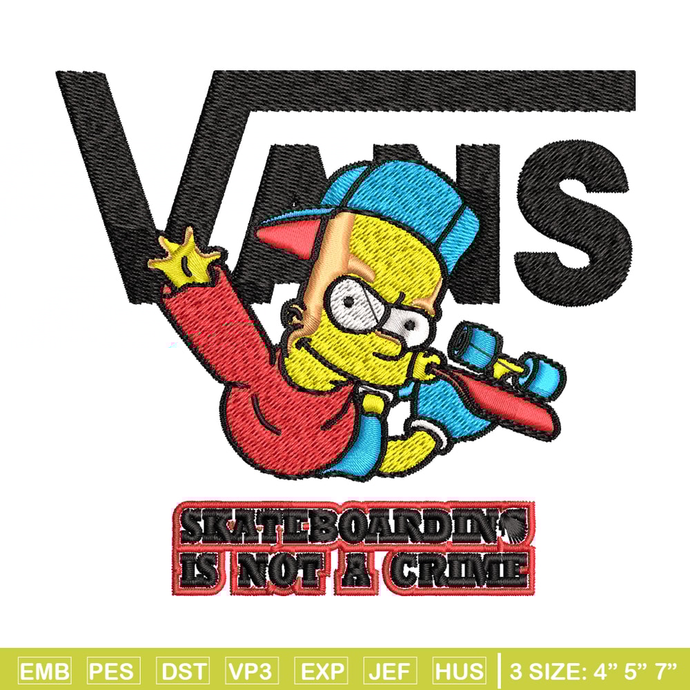 Bart Simpson Vans Embroidery design, Simpson Embroidery, cartoon design, Embroidery File, Instant download..jpg