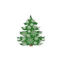 christmas tree with snowflakes machine embroidery design, 4 sizes, instant download