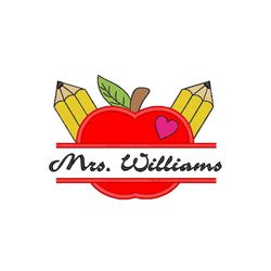 Split Apple Applique Embroidery Design, Back to School Embroidery File, 4 sizes, Instant Download