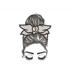Messy Bun Mom Applique Embroidery Design, 3 sizes, Instant Download
