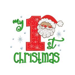 My 1st Christmas Applique Embroidery Design, My First Christmas Embroidery File, 4 sizes, Instant Download
