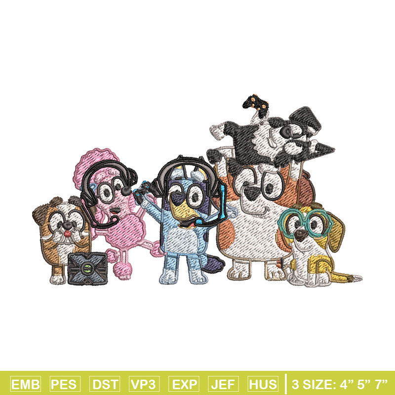 Bluey and Friends Coloring Pages Embroidery, Bluey cartoon Embroidery, Embroidery File, cartoon design, Digital download.jpg