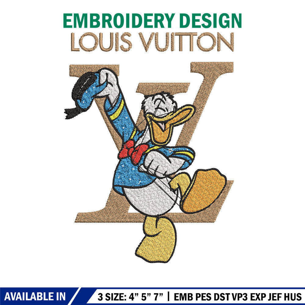Duck cartoon lv Embroidery Design, LV Embroidery, Brand Embroidery, Embroidery File, Logo shirt, Digital download.jpg