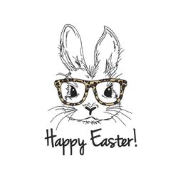 easter bunny with leopard glasses embroidery design, 4 sizes, instant download