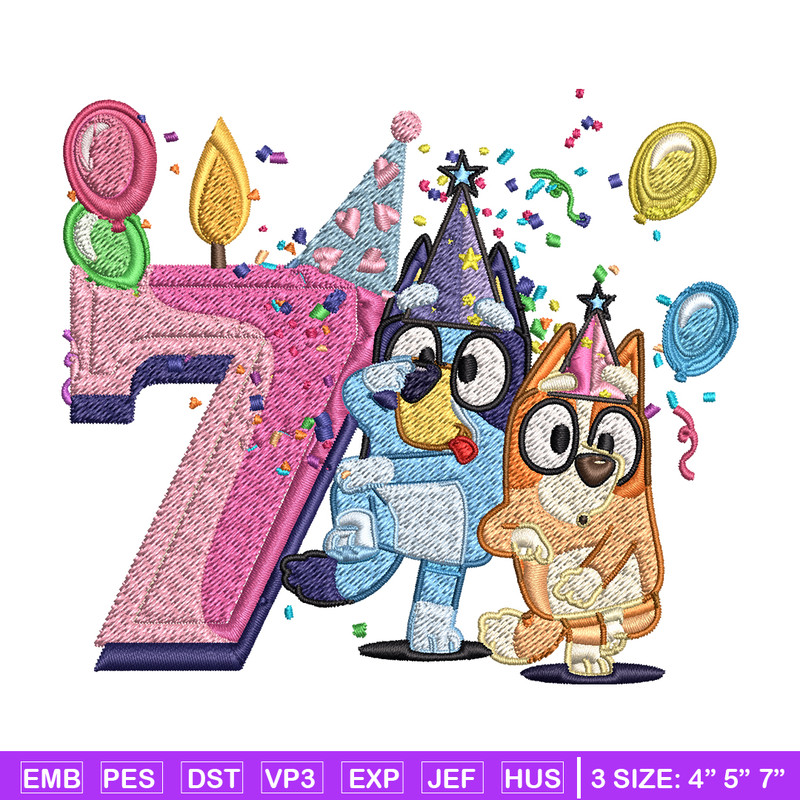 Bluey bingo 7th birthday Embroidery, Bluey birthday Embroidery, Embroidery File, cartoon design, Digital download..jpg