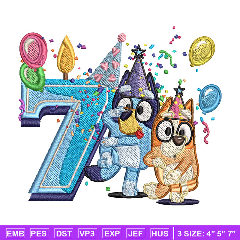 Bluey bingo 7th birthday Embroidery, Bluey birthday Embroidery, Embroidery File, cartoon design, Instant download..jpg