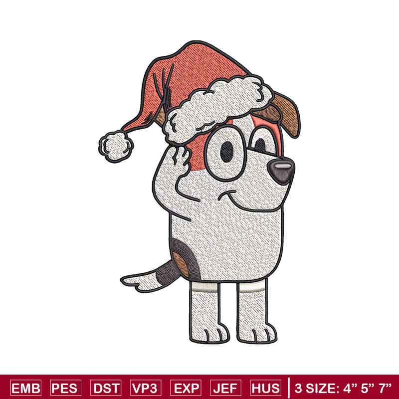 Bluey chrismas hat Embroidery Design, Bluey Embroidery, Embroidery File, Brand Embroidery, Logo shirt, Digital download.jpg