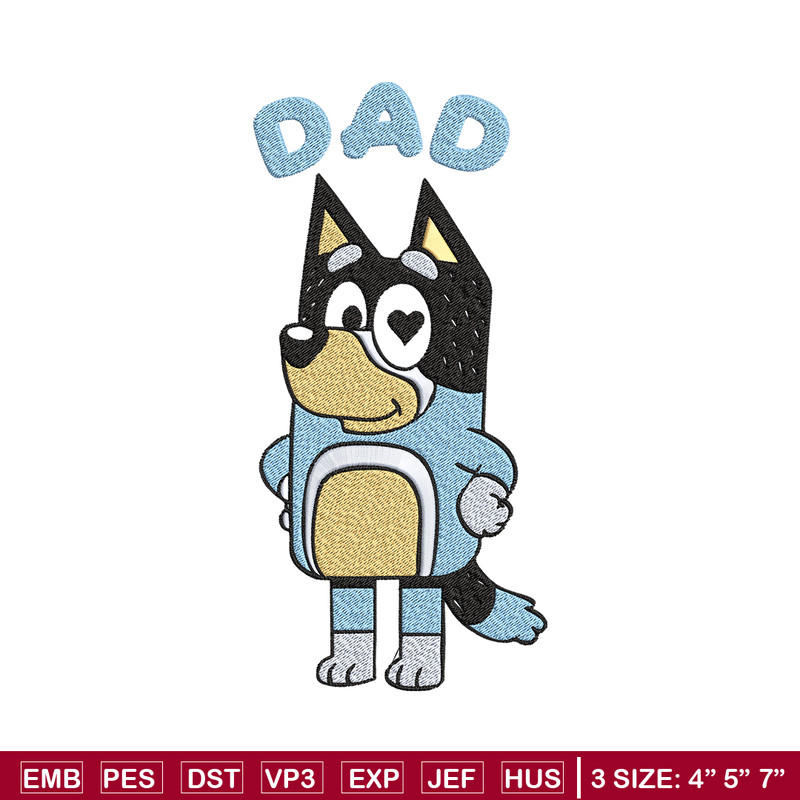 Bluey Dad Embroidery, Bandit Heeler Embroidery, Embroidery File, cartoon design, cartoon shirt, Digital download..jpg