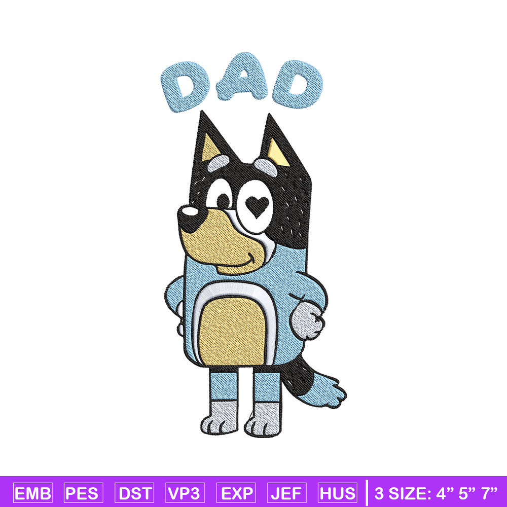 Bluey Dad Embroidery, Bandit Heeler Embroidery, Embroidery File, cartoon design, cartoon shirt, Digital download..jpg