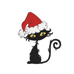 christmas cat embroidery design, merry christmas machine embroidery design, 3 sizes, instant download