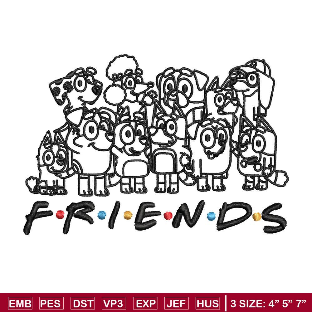 Bluey family Coloring Pages Embroidery, Bluey Embroidery, Embroidery File, cartoon design, logo shirt, Digital download..jpg