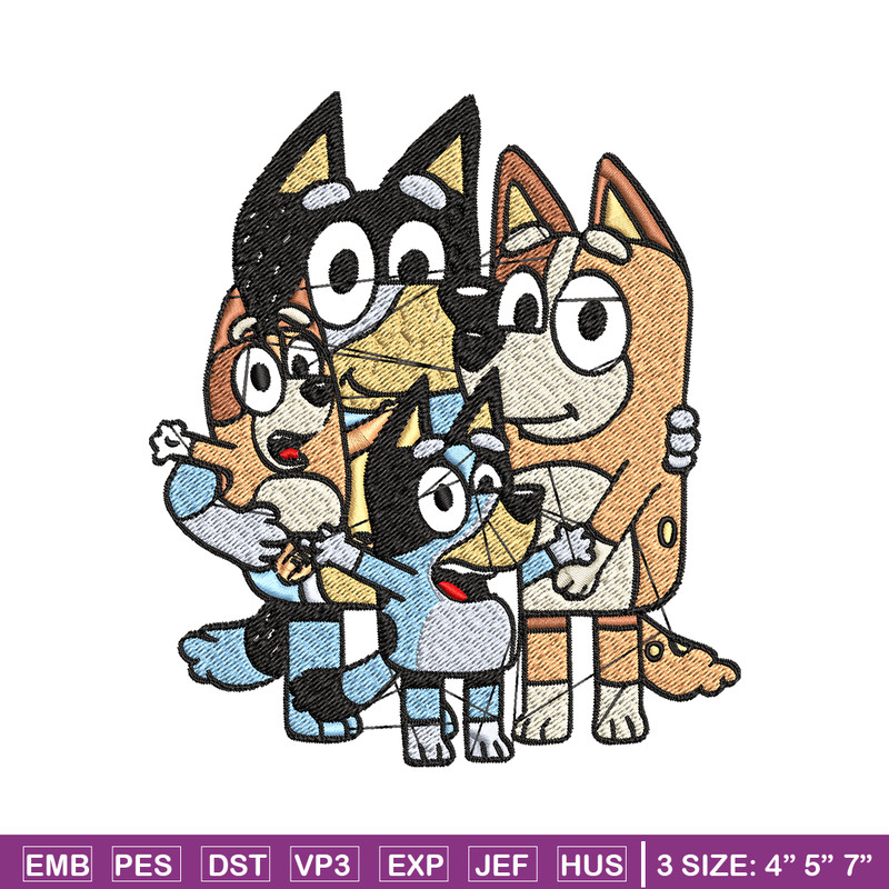 Bluey Family Embroidery, Bluey cartoon Embroidery, Embroidery File, cartoon shirt, cartoon design, Digital download..jpg