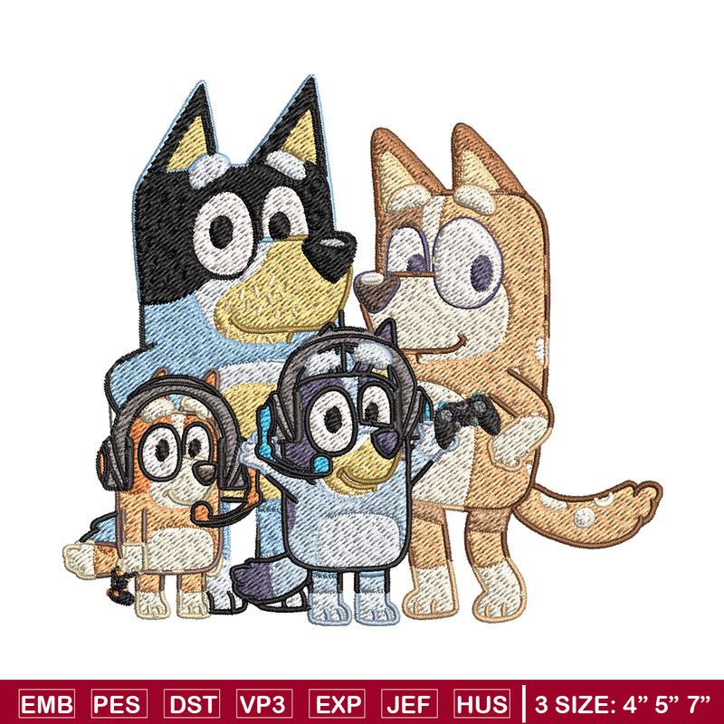 Bluey family Embroidery, Bluey family Embroidery, Embroidery File, cartoon design, logo shirt, Digital download..jpg