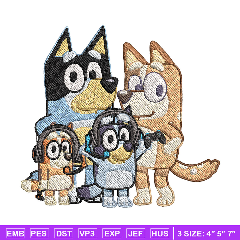 Bluey family Embroidery, Bluey family Embroidery, Embroidery File, cartoon design, logo shirt, Digital download..jpg