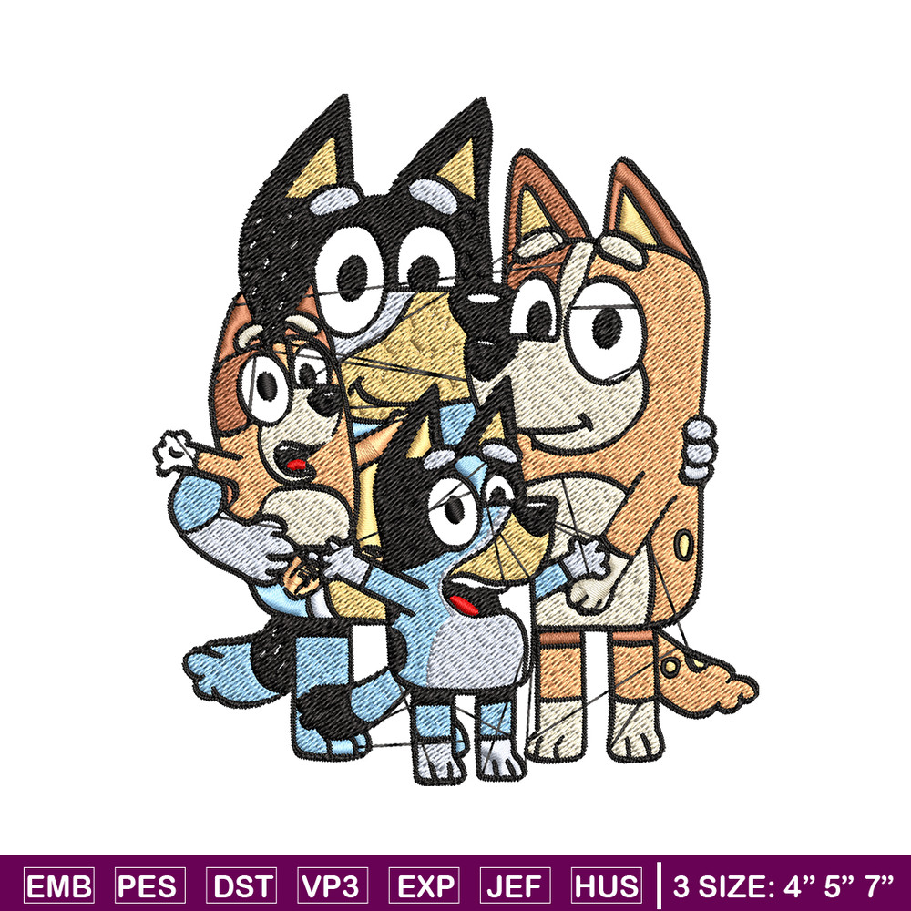 Bluey Family Embroidery, Bluey cartoon Embroidery, Embroidery File, cartoon shirt, cartoon design, Digital download..jpg
