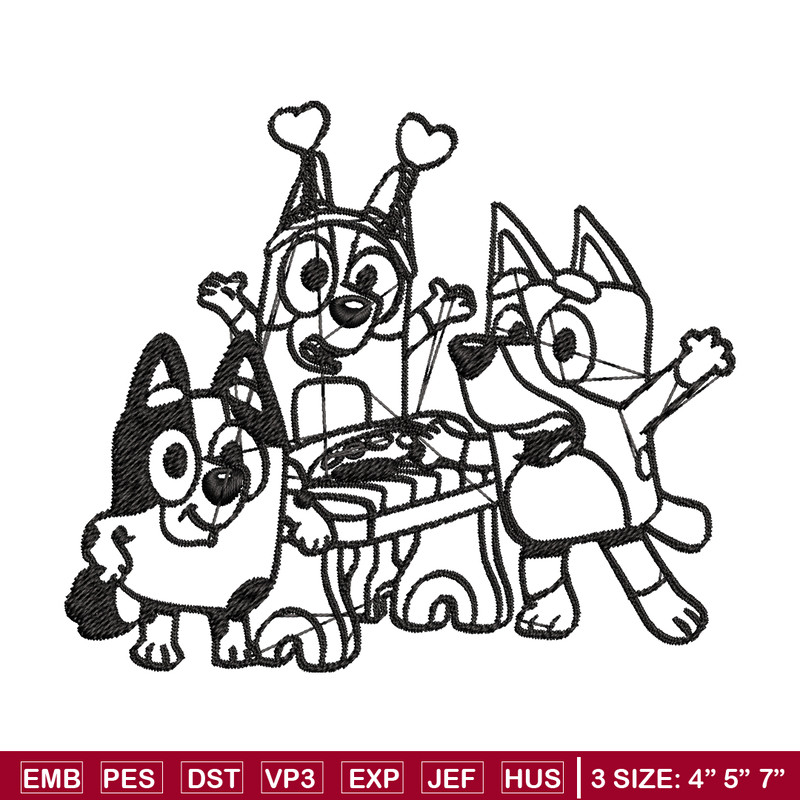 Bluey friends Coloring Pages Embroidery, Bluey Embroidery, Embroidery File, cartoon design, logo shirt, Digital download.jpg