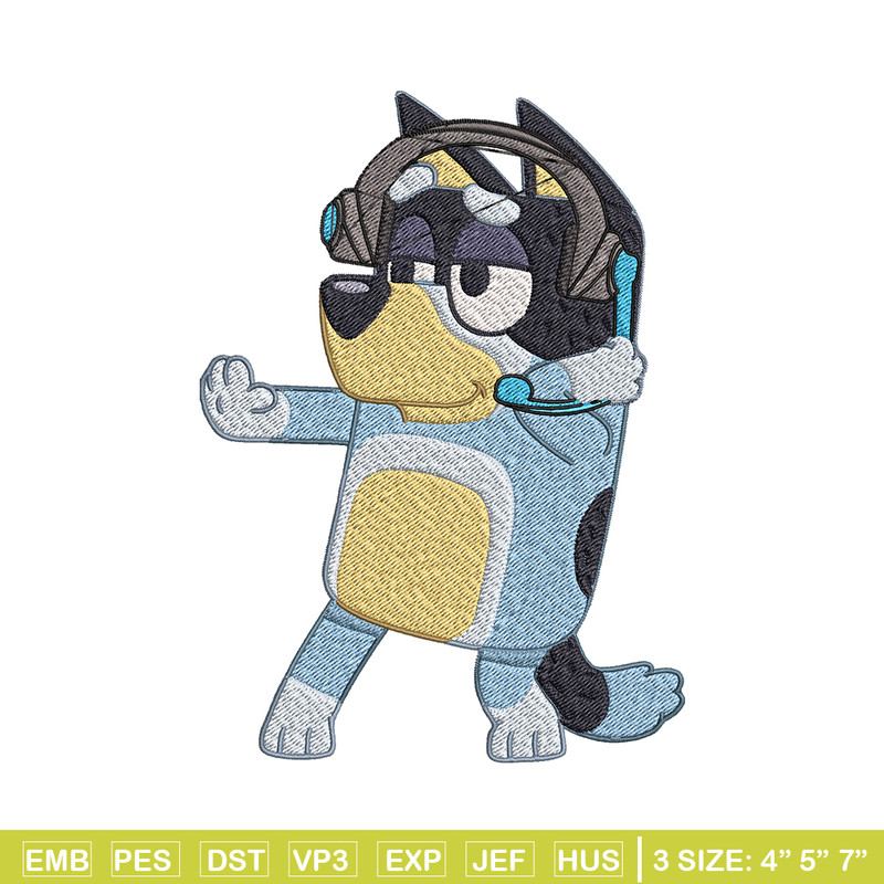 Bluey headphones Embroidery, Bluey headphones Embroidery, Embroidery File, cartoon design, logo shirt, Digital download.jpg