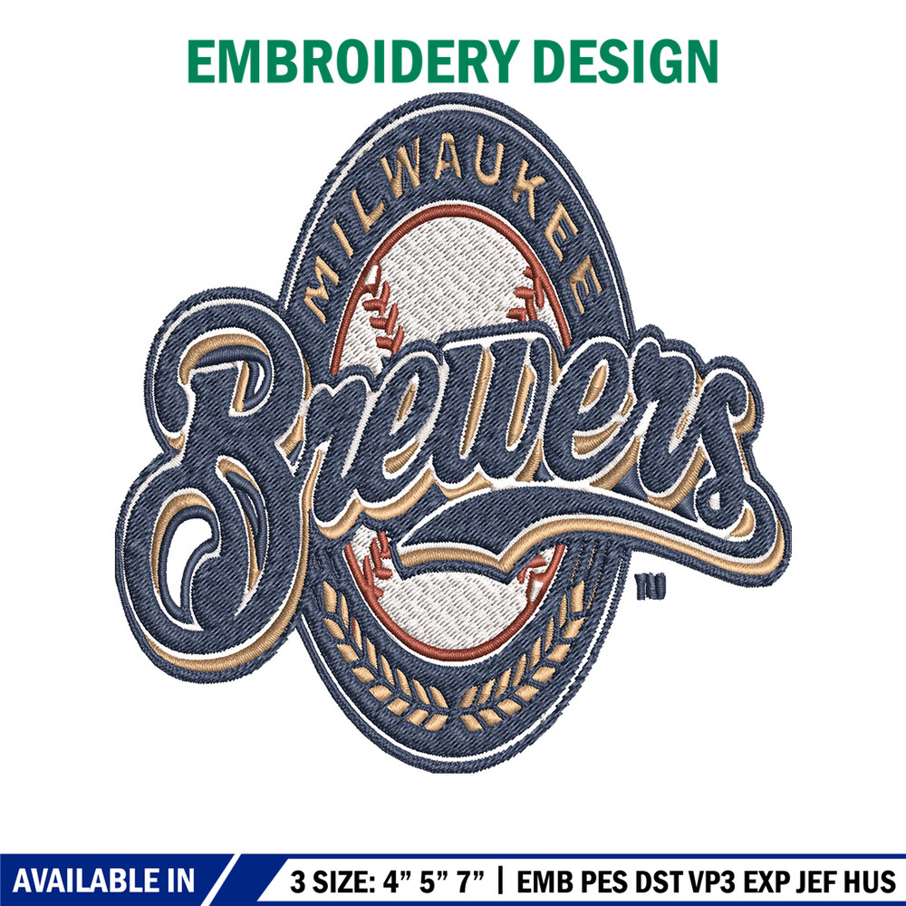 Milwaukee Brewers Embroidery Design, Logo Embroidery, MLB Embroidery, Embroidery File, Logo shirt, Digital download.jpg