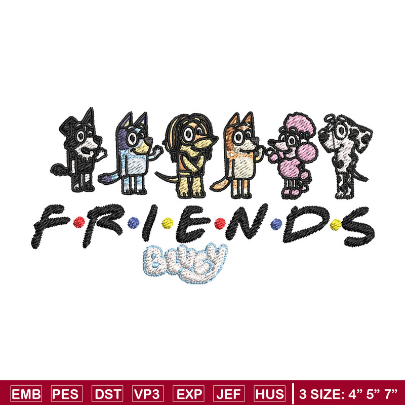 Bluey Friends Embroidery, Bluey Friends Embroidery, Embroidery File, cartoon design, cartoon shirt, Digital download..jpg