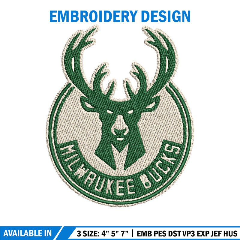 Milwaukee Bucks logo Embroidery, NBA Embroidery, Sport embroidery, Logo Embroidery, NBA Embroidery design.jpg