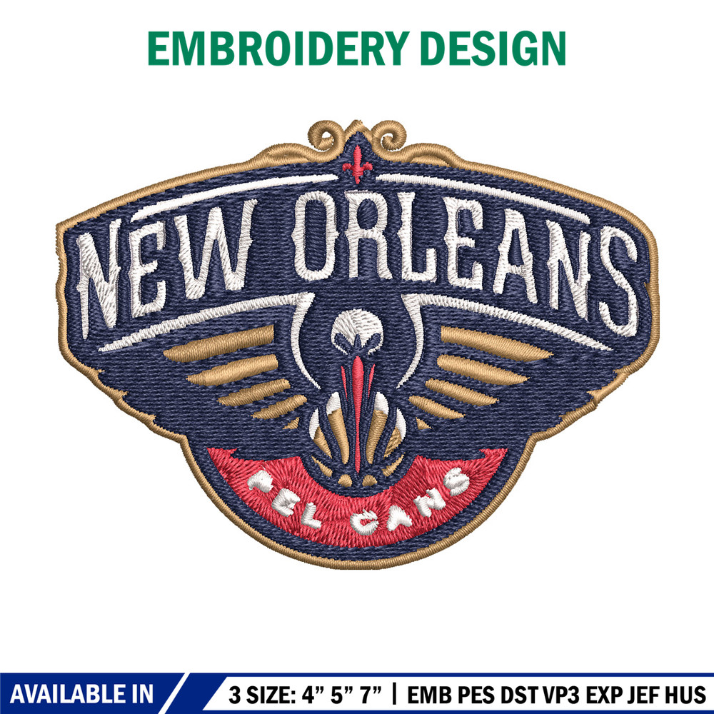 New Orleans Pelicans logo Embroidery, NBA Embroidery, Sport embroidery, Logo Embroidery, NBA Embroidery design.jpg