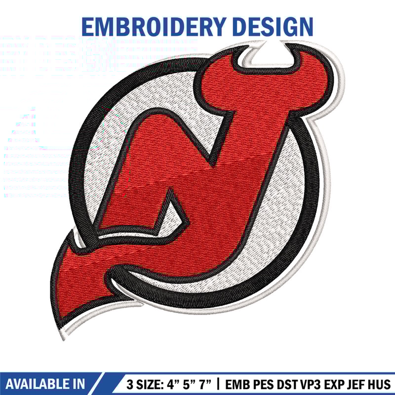 New Jersey Devils logo Embroidery, NHL Embroidery, Sport embroidery, Logo Embroidery, NHL Embroidery design.jpg