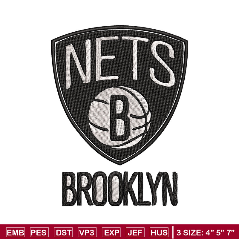 Brooklyn Nets Embroidery Design, Logo Embroidery, NBA Embroidery, Embroidery File, Logo shirt, Digital download.jpg